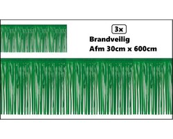 3x Guirlande folie slierten groen pvc 30cm x 600cm - BRANDVEILIG - Thema feest party verjaardag festival versiering huwelijk trouwen