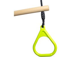 BOOST2 trapeze met Kunststof Ringen limoen groen met zwart-touw voor schommel