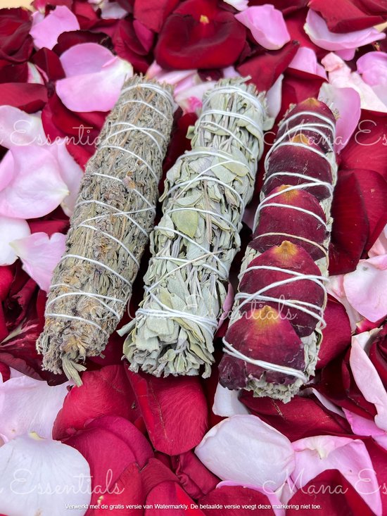 Smudge sticks - Witte Salie + French Lavendel + Rose Pedals