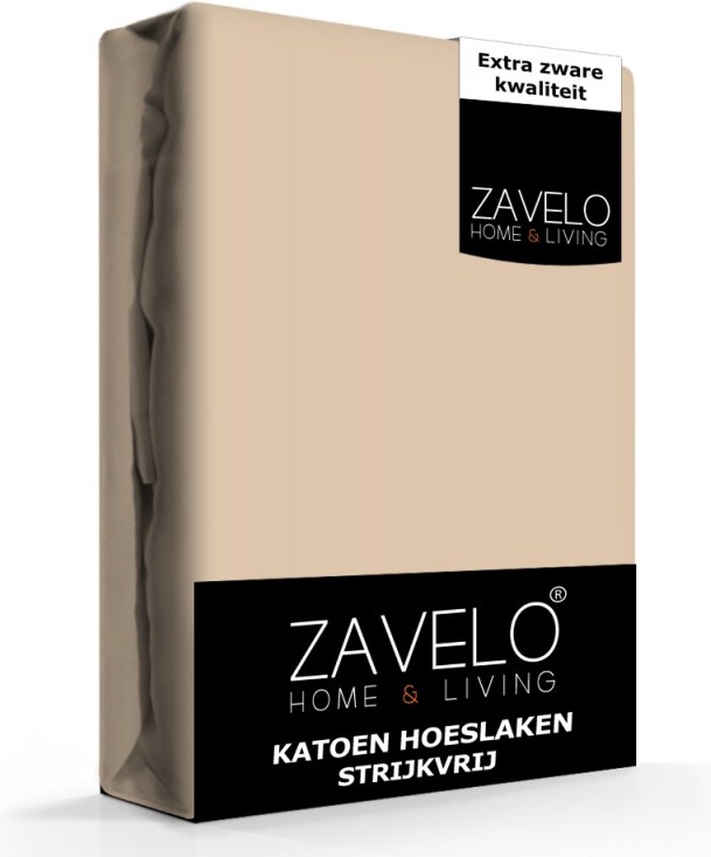 Zavelo Hoeslaken Katoen Strijkvrij Taupe-Lits-jumeaux (160x200 cm) - Hoogwaardige Kwaliteit - Rondom Elastisch - Perfecte Pasvorm