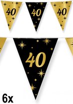 6x Luxe Vlaggenlijn 40 zwart/goud 10 meter - Classy - Dubbelzijdig bedrukt - Abraham Sarah festival thema feest party