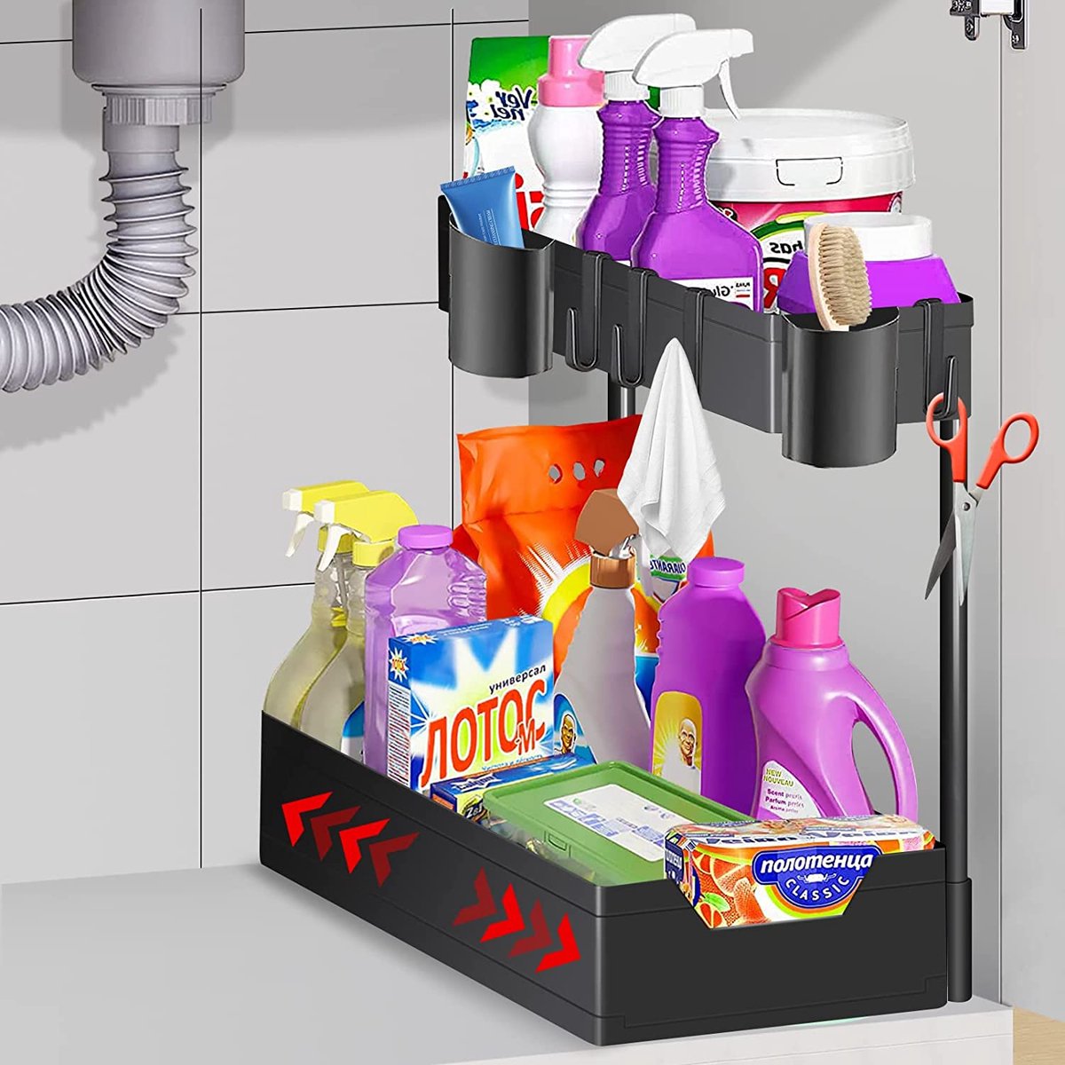 Wastafel Rek Onder wastafel rek 2 etages, keukenorganizer, vaatwaskast, organizer ...