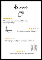 Poster WC Reviews - 30x40 cm - WC poster - Exclusief fotolijst - WALLLL