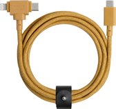 NATIVE UNION, Eco Belt USB-C naar USB-C/Lightning-kabel - 1,8 m Kraft, Geel