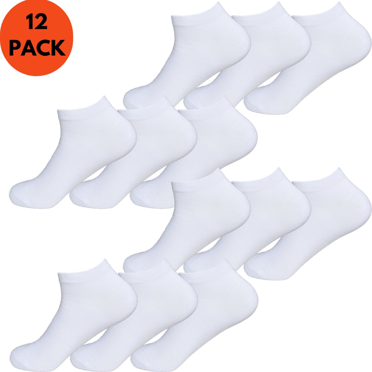 Enkelsokken Heren Dames | Katoen | Unisex | 12-Pack | Wit | Maat 41-46 | Korte Sokken | Enkelsokken Unisex - Merkloos