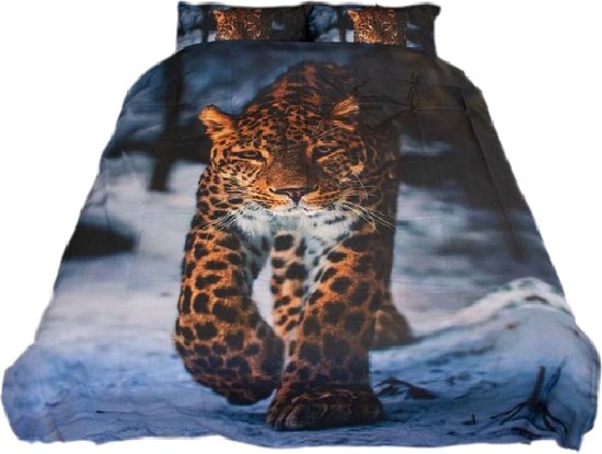 Decoware® dekbedovertrek Leopard winter - katoen renforce - 240x220 + 2st 60x70 - Lits-jumeaux