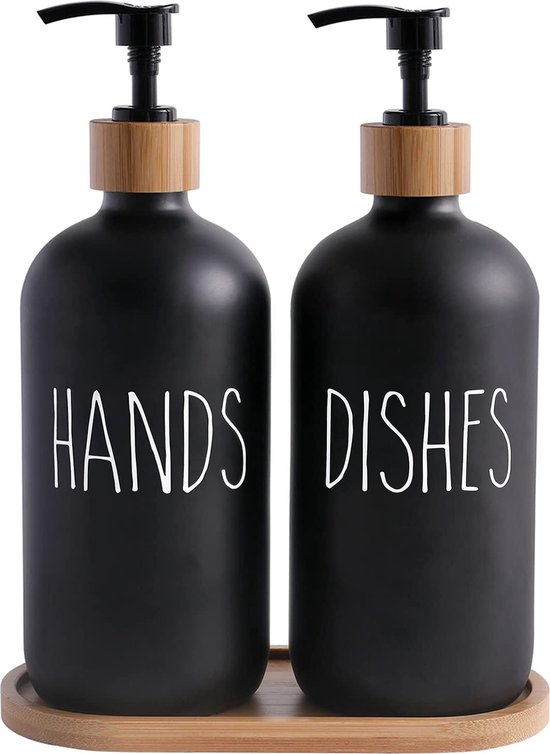 Set Van 2 Glazen Keuken Zeep Dispenser Met Pomp, Heldere Hand Zeep Dispenser Lotion Afwasmiddel Doses