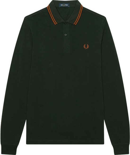 Fred Perry - Polo à manches longues vert foncé - Coupe slim - Polo pour homme Taille L