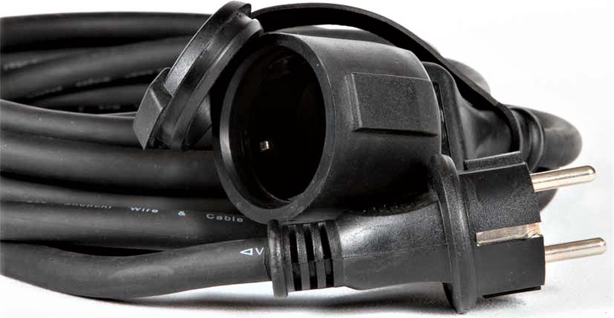 Rubber verlengkabel zwart - 25 meter - NL & BE