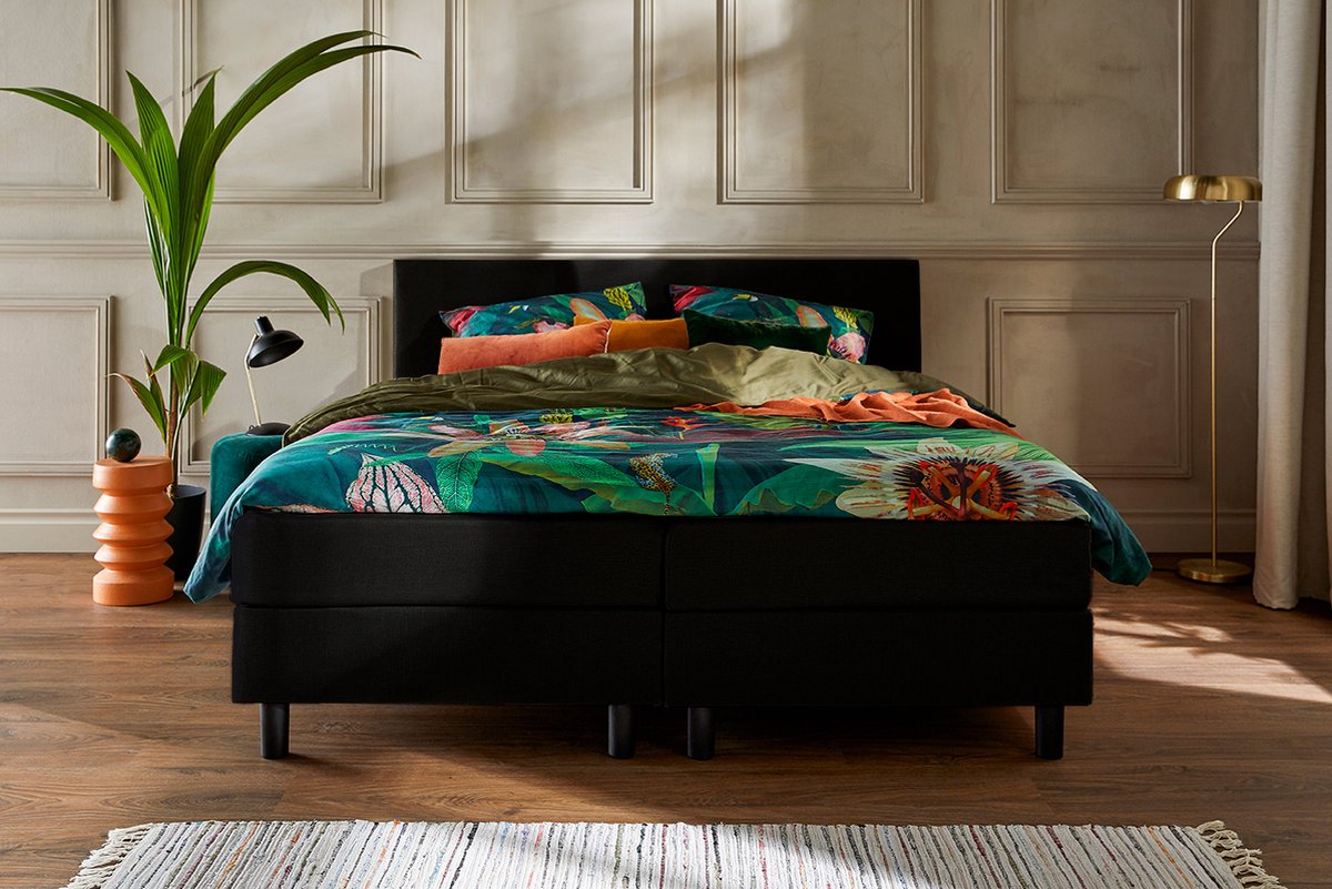 Boxspringset LARA, 140x200, Zwart