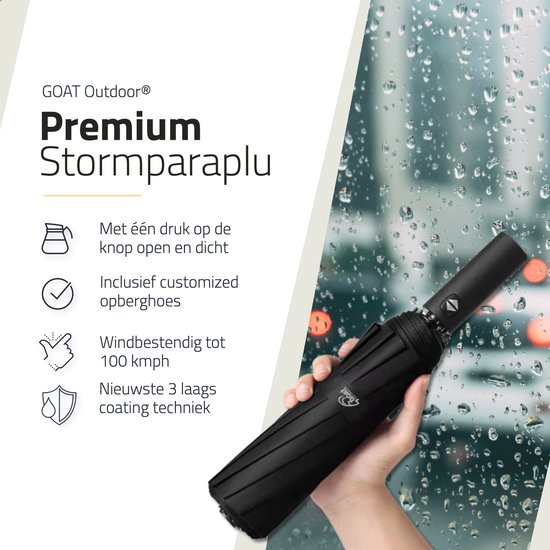 calcium snap Achternaam GOAT Outdoor® stormparaplu - Paraplu - Opvouwbaar - Windproof tot 100kmp/u  - ⌀ 105 cm... | bol.com