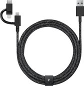 NATIVE UNION, Eco Belt 3in1 USB-A naar Micro USB, USB-C, Lightning-kabel - 2m Zwart, Zwart