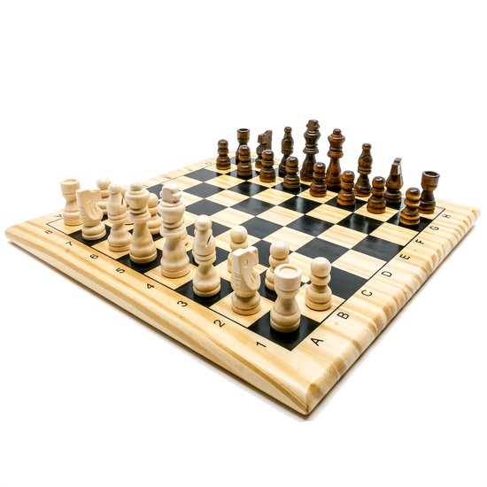 Thumbnail van een extra afbeelding van het spel In Round Schaakbord met Schaakstukken – 3 Pack – Hout Schaakspel Voor Volwassenen