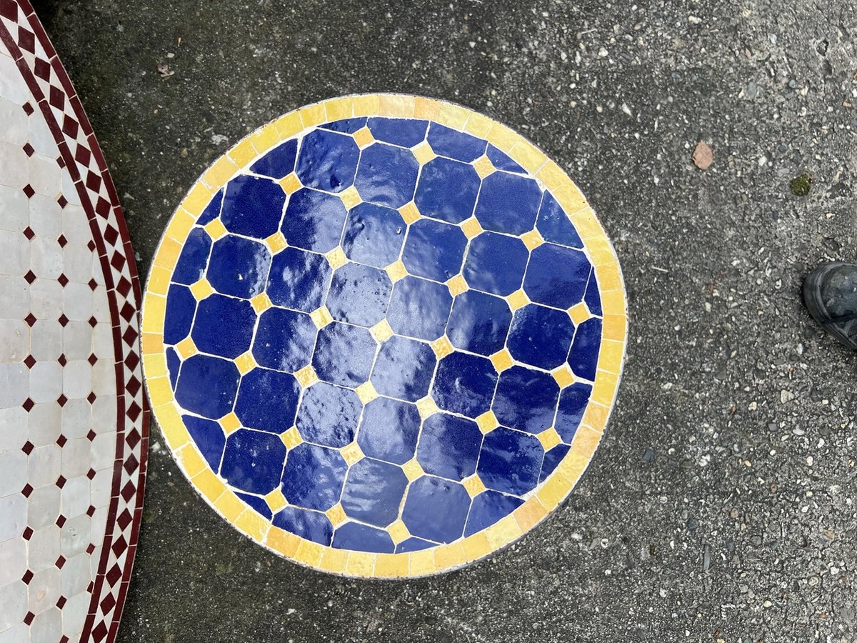 40cm mozaiektafel simple blauw/geel