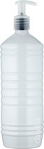 Lege Plastic Fles 1 liter PET wit - met transparante pomp - set van 10 stuks - Navulbaar - Leeg