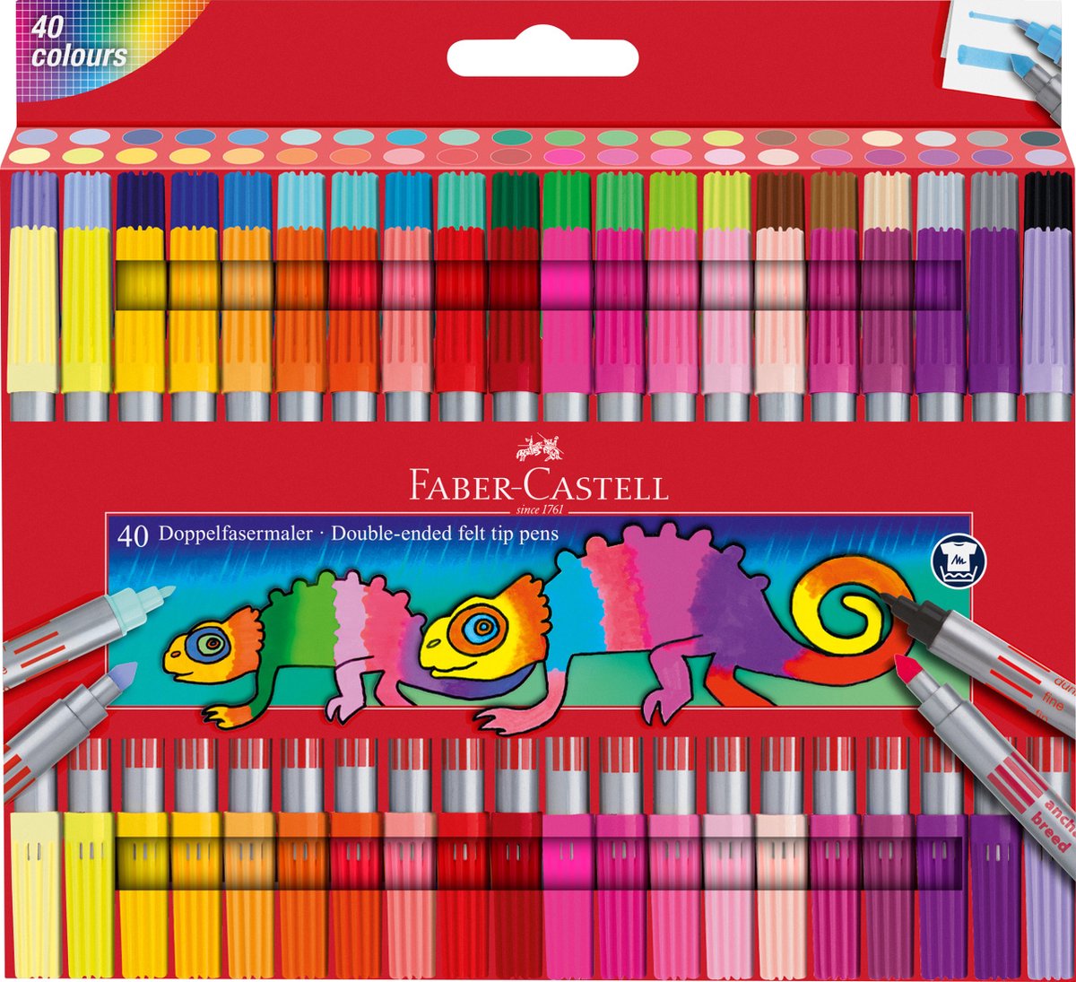 Faber-Castell viltstiften set - 2 schrijfpunten - 40 kleuren - FC-151140