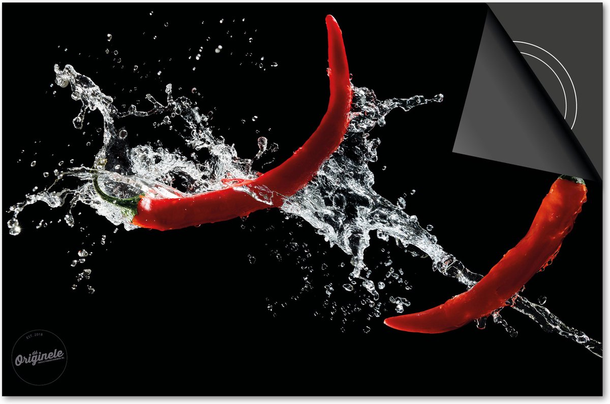 Inductie beschermer 83x51,5 - afdekplaat inductie mat - Dietrix Kookplaat beschermer - Base - Splash - Rode Pepers