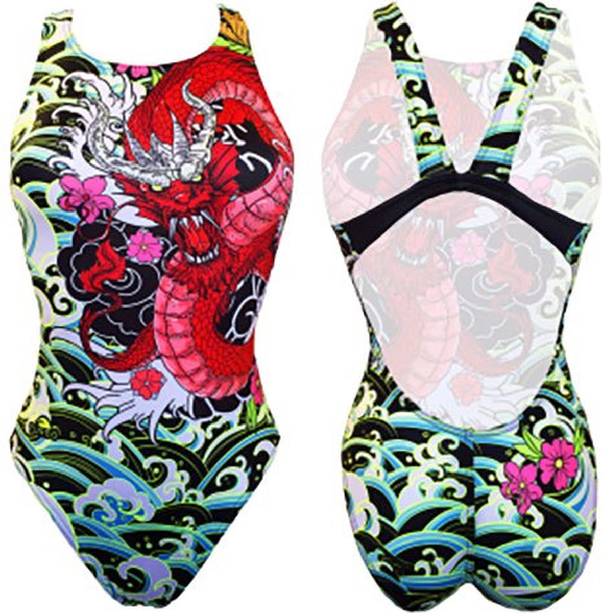 Turbo Red Dragon Zwemkleding Veelkleurig L Vrouw Black