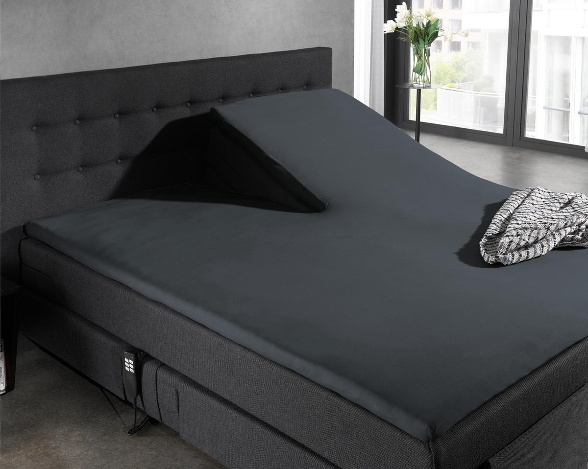 Splittopper Jersey Hoeslaken - 160X200 - donker grijs