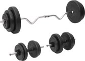 vidaXL - Halterset - met - gewichten - curl - 60 - kg
