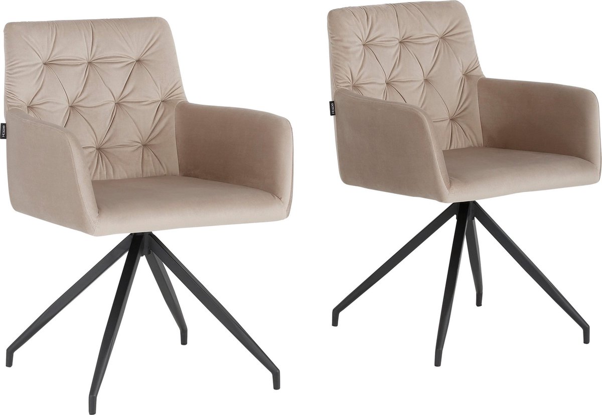 Notio Living Ashley-Eetkamerstoel - Set van 2 - Lichtbruin PU