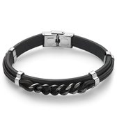 Twice As Nice Armband in edelstaal, zwart en bruin Zwart 21 cm