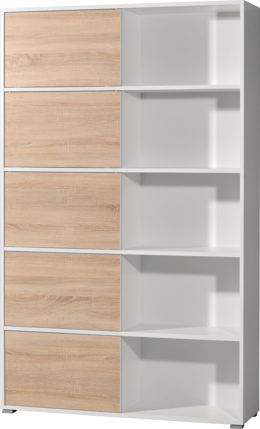 Afsluitbare wandkast, archiefkast, kantoorkast, kastwand, kantoormeubel, plank, Office Edition in eiken Sonoma/wit (set 9 Afsluitbare wandkast, archiefkast, kantoorkast, kastwand, kantoormeubel, plank, Office Edition in eiken Sonoma/wit (set 9