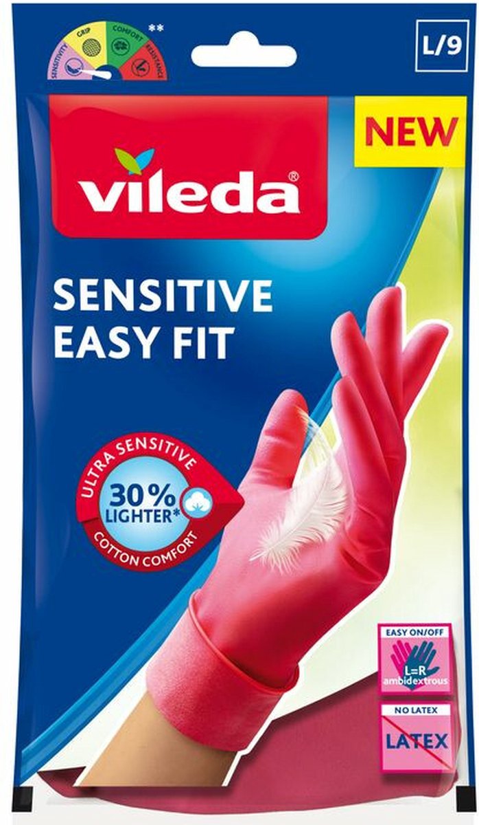 12x Vileda Handschoenen Sensitive Easy Fit Large 1 paar