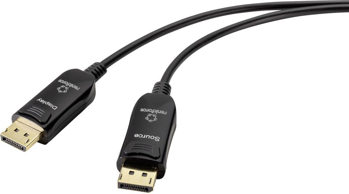Renkforce Glasvezel / DisplayPort Aansluitkabel DisplayPort stekker, DisplayPort stekker 30.00 m Zwart UHD 8K @ 60 Hz,