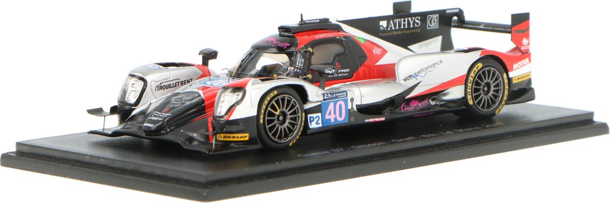 De 1:43 gegoten modelauto van de Oreca 07-Gibson Graff #40 van de 24H LeMans in 2017. De chauffeurs waren J. Allen / F. Matelli en R. Bradley De fabrikant van het schaalmodel is Spark.