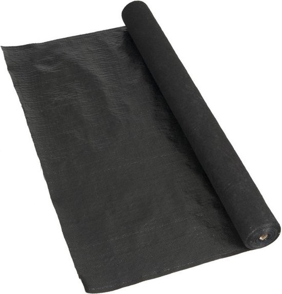 Kinzo Anti worteldoek - zwart - 1,5 x 8 meter - polyester - onkruiddoek - onkruidbestrijding/moestuin ondergrond doek