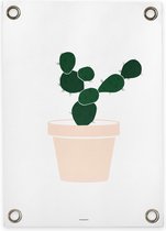 Villa Madelief Tuinposter cactus plant - Voor buiten - Tuinschilderij quote - PVC - 100 x 70 cm - Schuttingposter - Tuindoek - Buitenposter voor in de tuin - Waterafstotend