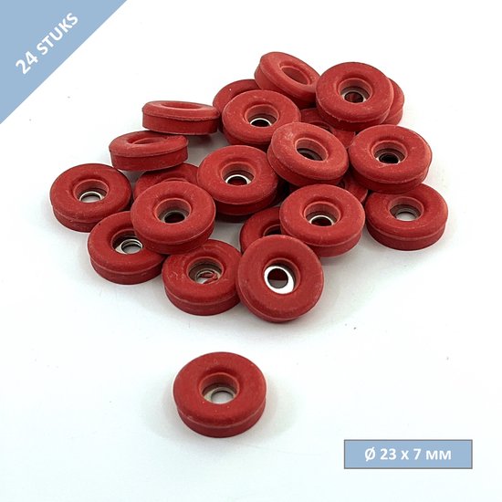 Serviprof deurstop / buffer - Ø 23 x 7 mm - Rubber - Rood - 24 stuks