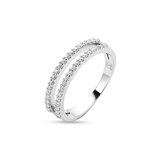 Twice As Nice Ring in zilver, dubbele rij zirkonia Wit 54