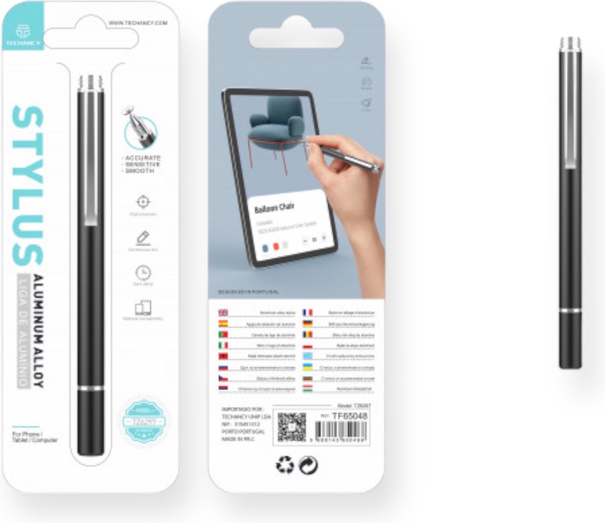 Repus - Styluspen - Tablet - Touchscreen - Pen - Aluminum Alloy - Zwart