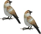 4x stuks decoratie vogel/muurvogel Mus voor in de tuin 38 cm - Tuindecoratie dierenbeeldjes - Tuinvogels/muurvogels