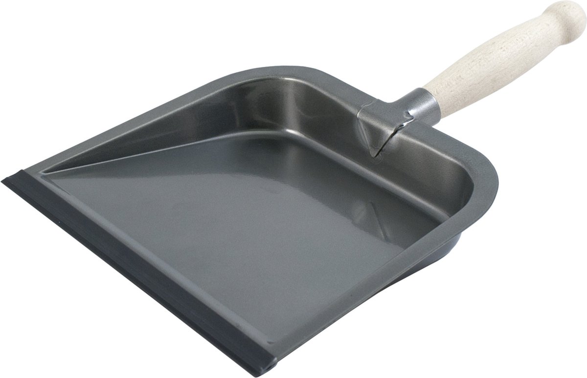 Goedkoopste Sorex Vuilblik - metaal - houten handvat - 35 x 26 cm - zilver - stofblik - luxe