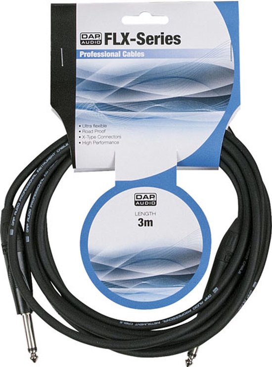 BOSS BIC-10A Instrumentkabel van studiokwaliteit: Rechte naar haakse 1/4-inch connectoren, 3 m lengte