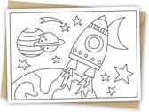 Carte à colorier Fusée - Espace - Carte enfant - Carte à colorier - DIY