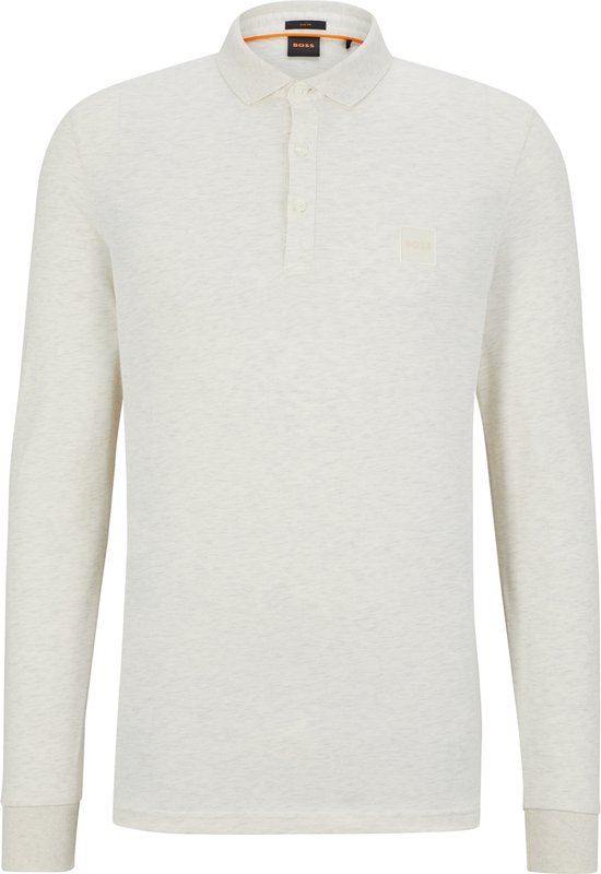 BOSS - Passerby Polo Lichtbeige Melange - Slim-fit - Heren Poloshirt Maat L