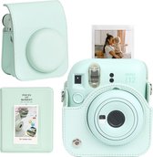 YONO Accessoires Set geschikt voor Fujifilm Instax Mini 12 - Camera Tas met Draagriem - Hoesje en Fotoalbum - Mint Groen