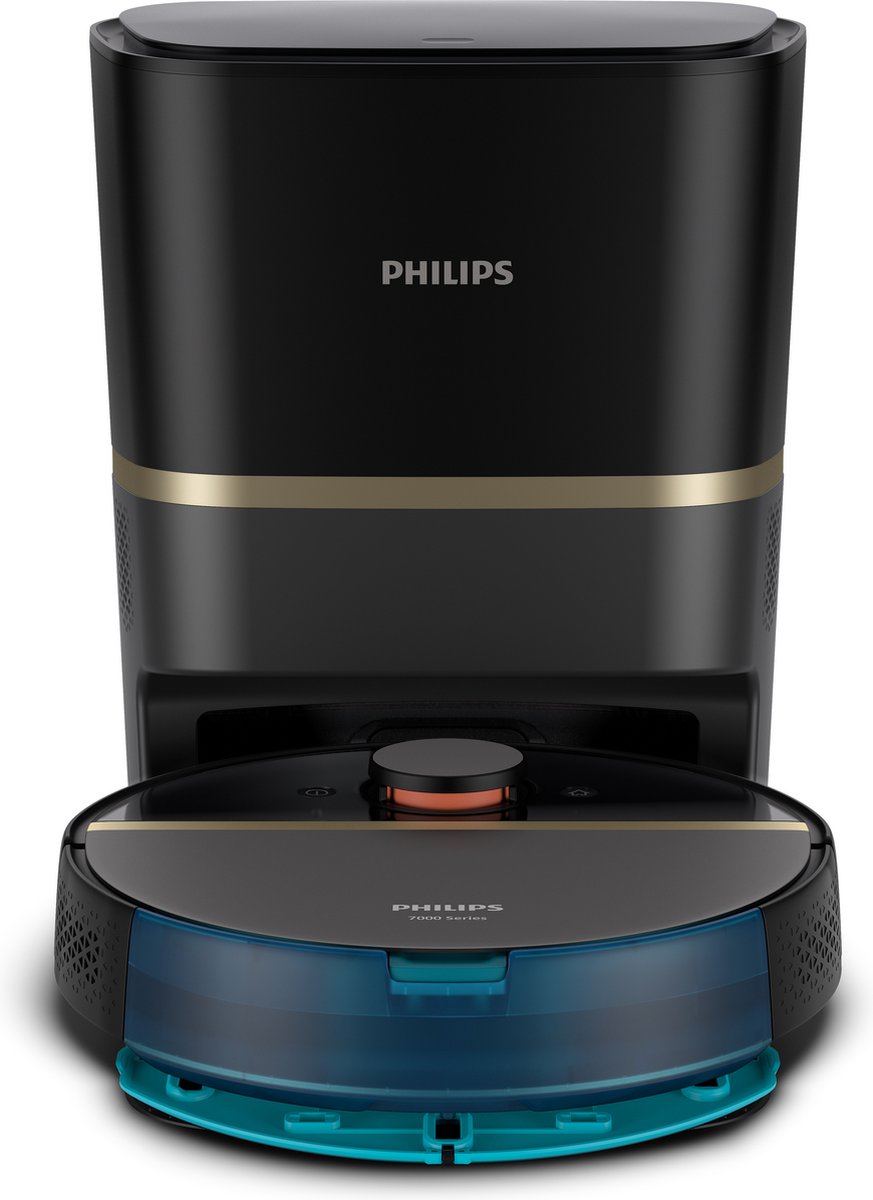 Afbeelding 3 van Philips HomeRun Aqua 7000 Series XU7100/01 - Robotstofzuiger met Dweilfunctie - Incl. Laadstation - Zwart / Goud - App Connected
