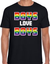 Bellatio Decorations Gay Pride shirt - boys love boys - regenboog - heren - zwart M
