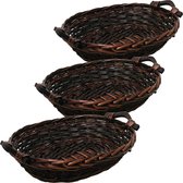 Corbeille à pain ovale - 3x - marron - 34 x 26 x 9 cm - corbeille rotin/osier - corbeilles à pain/corbeilles de service