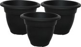 Whitefurze Buiten plantenpot/bloempot/planter - 3x - zwart - kunststof - D38 x H29 cm