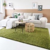 Hoogpolig vloerkleed shaggy Trend effen - groen 100x200 cm
