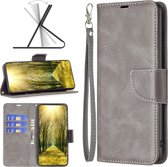 Samsung Galaxy S23 Ultra Hoesje - MobyDefend Wallet Book Case Met Koord - Grijs - GSM Hoesje - Telefoonhoesje Geschikt Voor Samsung Galaxy S23 Ultra