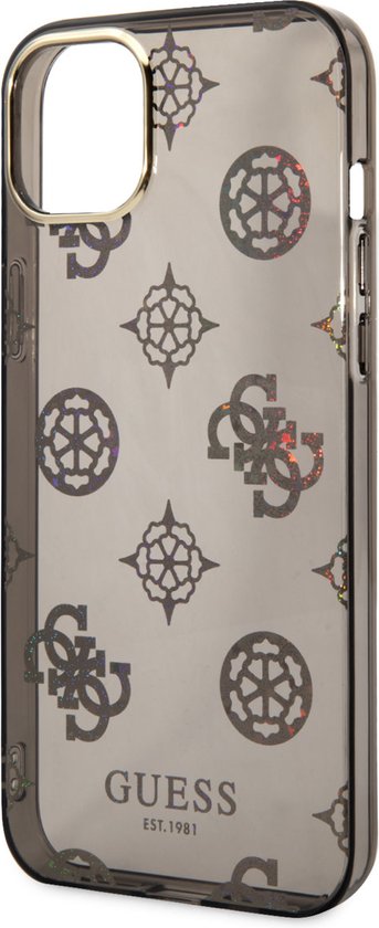 Glitter arrière à paillettes Guess 4G Peony pour Apple iPhone 14 Plus (6,7") - Zwart