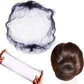Haarnetjes zwart - 50 stuks haarnetjes voor ballet & paardrijden - Onzichtbaar knotnet elastisch - Haarnet 55 cm nylon voor vrouwen, meisjes om Haarknoopjes te maken