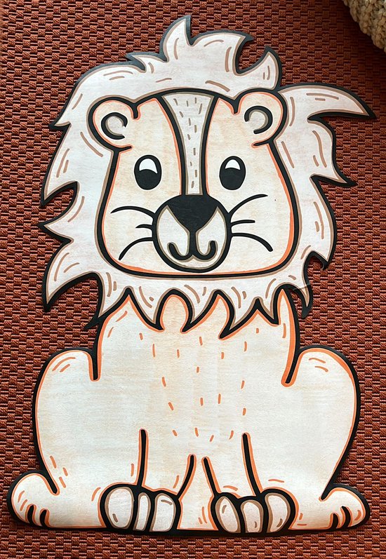 Phanti - Muursticker chambre d'enfant - dessiné à la main - chambre bébé - décoration murale - Animaux - lion - 90 cm de haut - cadeau